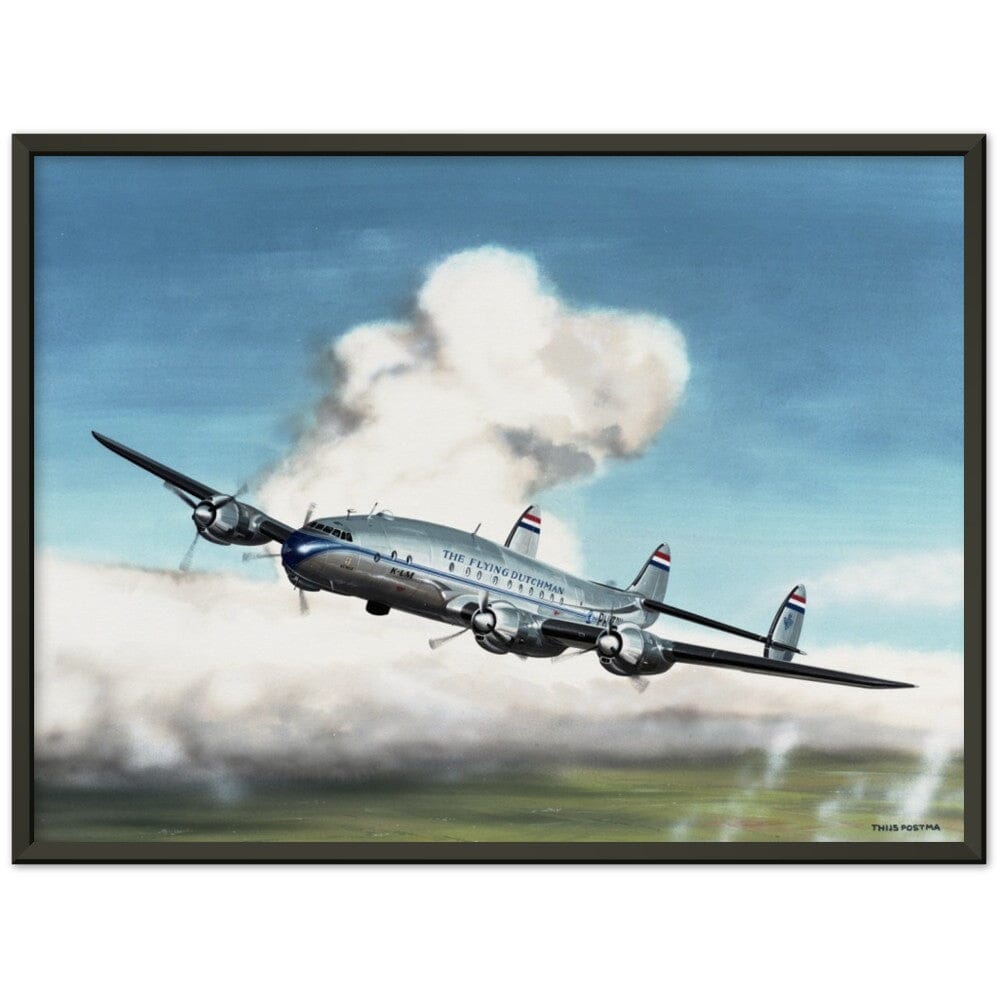 Thijs Postma - Poster - Lockheed L-049 PH-TAV Venlo Flying - Metal Frame Poster - Metal Frame TP Aviation Art 45x60 cm / 18x24″ Black 