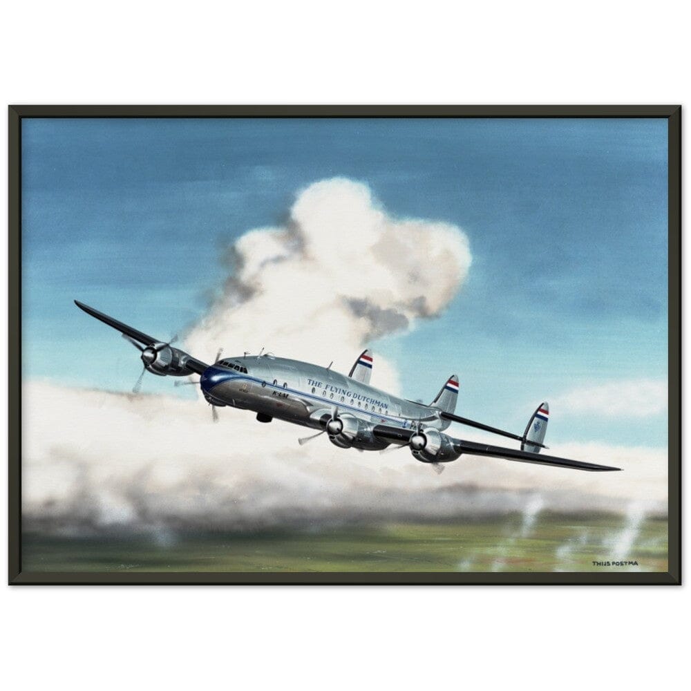 Thijs Postma - Poster - Lockheed L-049 PH-TAV Venlo Flying - Metal Frame Poster - Metal Frame TP Aviation Art 50x70 cm / 20x28″ Black 