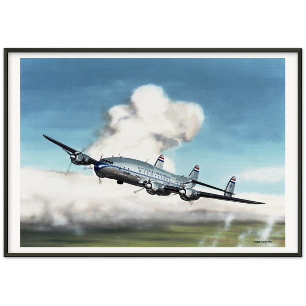 Thijs Postma - Poster - Lockheed L-049 PH-TAV Venlo Flying - Metal Frame Poster - Metal Frame TP Aviation Art 70x100 cm / 28x40″ Black 