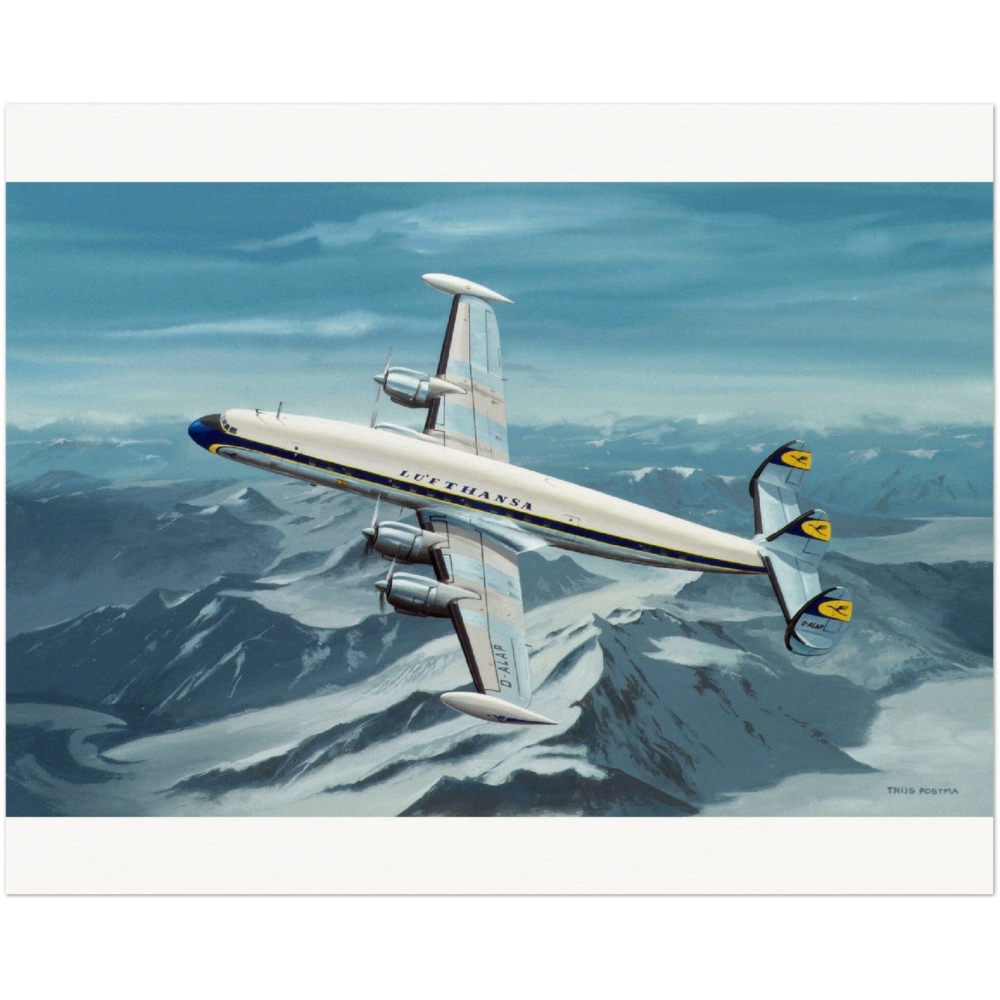 Thijs Postma - Poster - Lockheed L-1049 DLH Poster Only TP Aviation Art 40x50 cm / 16x20″ 