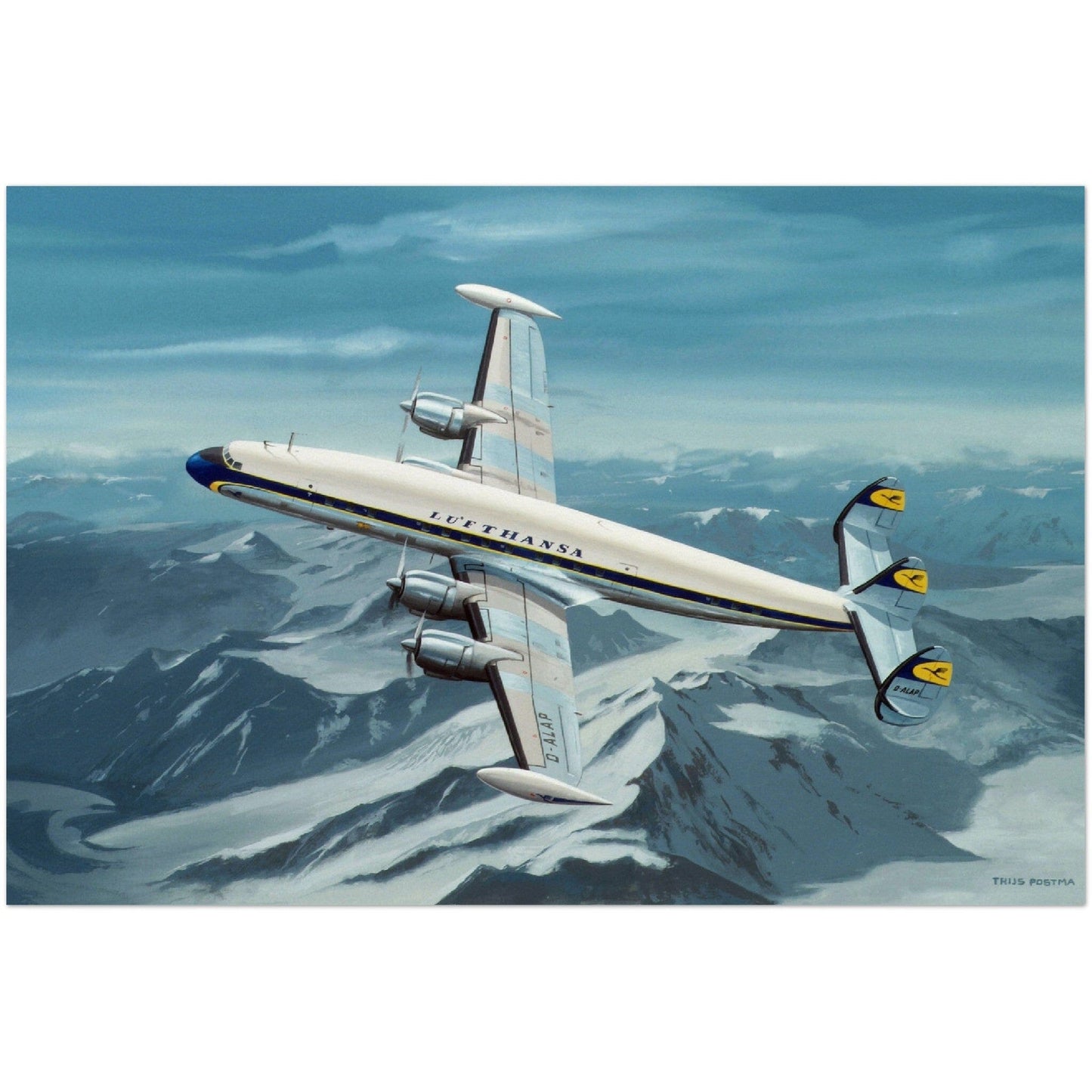 Thijs Postma - Poster - Lockheed L-1049 DLH Poster Only TP Aviation Art 40x60 cm / 16x24″ 