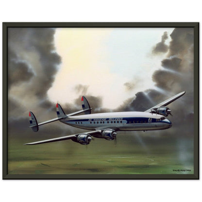 Thijs Postma - Poster - Lockheed L-1049 PH-LKD Open Skies - Metal Frame Poster - Metal Frame TP Aviation Art 40x50 cm / 16x20″ Black 