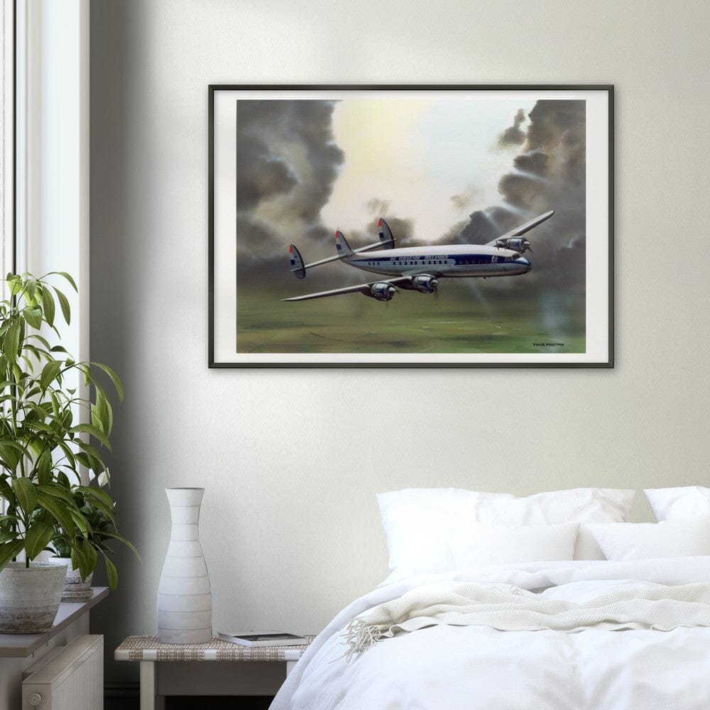 Thijs Postma - Poster - Lockheed L-1049 PH-LKD Open Skies - Metal Frame Poster - Metal Frame TP Aviation Art 