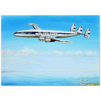 Thijs Postma - Poster - Lockheed L-1049 PH-LKE Over Sea Print Material TP Aviation Art 50x70 cm / 20x28″ 