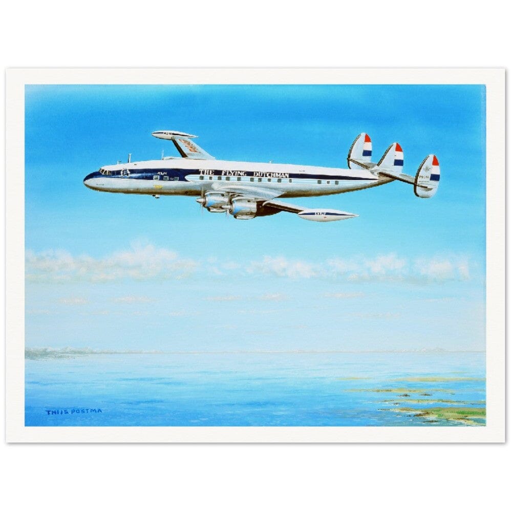 Thijs Postma - Poster - Lockheed L-1049 PH-LKE Over Sea Print Material TP Aviation Art 60x80 cm / 24x32″ 