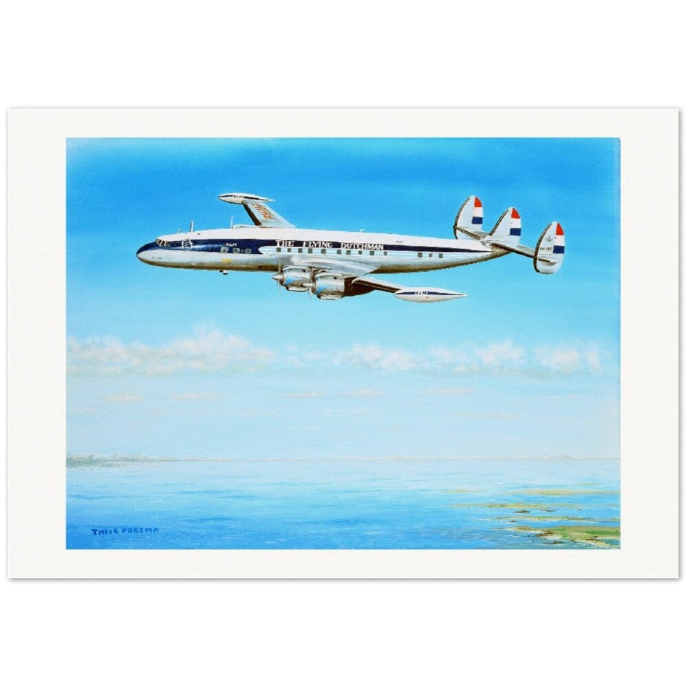 Thijs Postma - Poster - Lockheed L-1049 PH-LKE Over Sea Print Material TP Aviation Art 70x100 cm / 28x40″ 