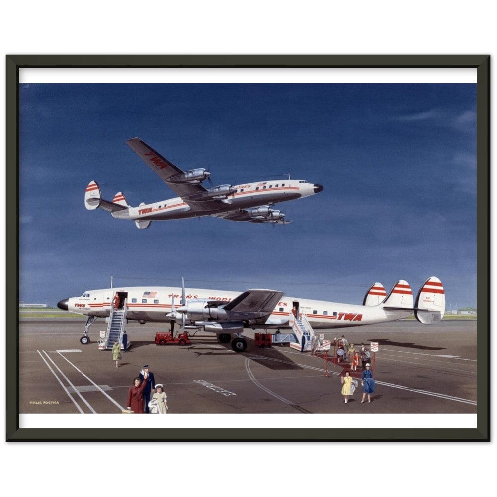 Thijs Postma - Poster - Lockheed L-1649 Starliner - Metal Frame Poster - Metal Frame TP Aviation Art 40x50 cm / 16x20″ Black 
