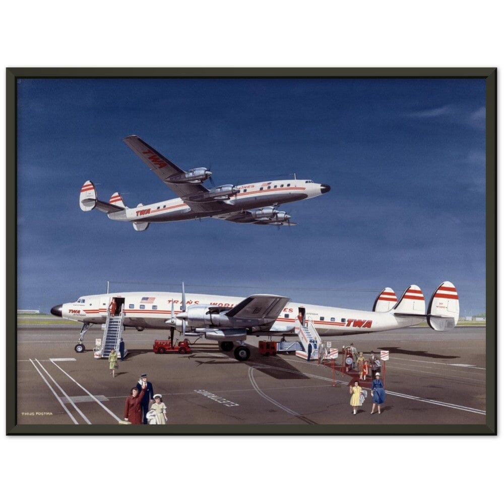 Thijs Postma - Poster - Lockheed L-1649 Starliner - Metal Frame Poster - Metal Frame TP Aviation Art 45x60 cm / 18x24″ Black 