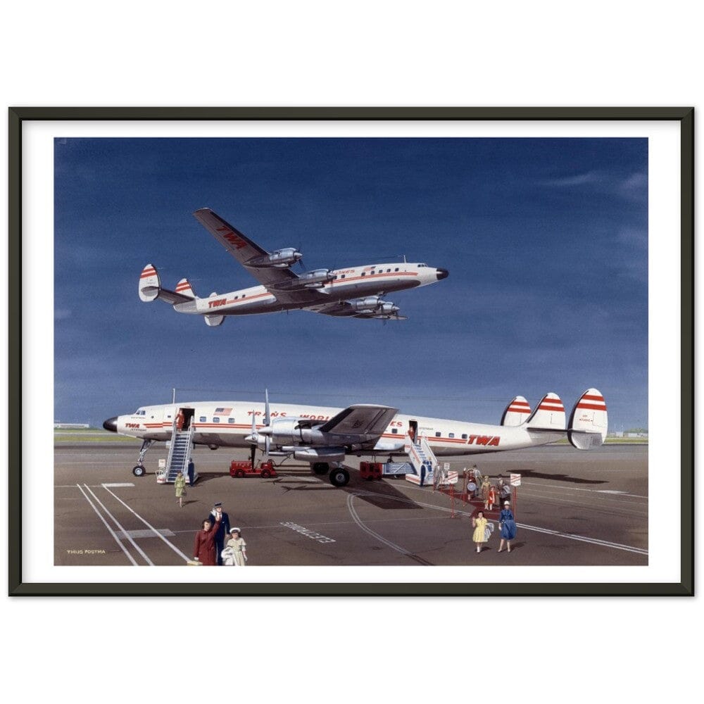 Thijs Postma - Poster - Lockheed L-1649 Starliner - Metal Frame Poster - Metal Frame TP Aviation Art 50x70 cm / 20x28″ Black 
