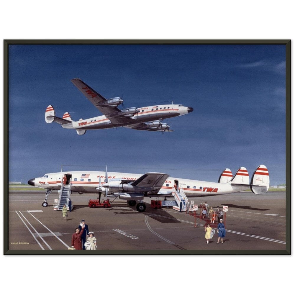 Thijs Postma - Poster - Lockheed L-1649 Starliner - Metal Frame Poster - Metal Frame TP Aviation Art 60x80 cm / 24x32″ Black 