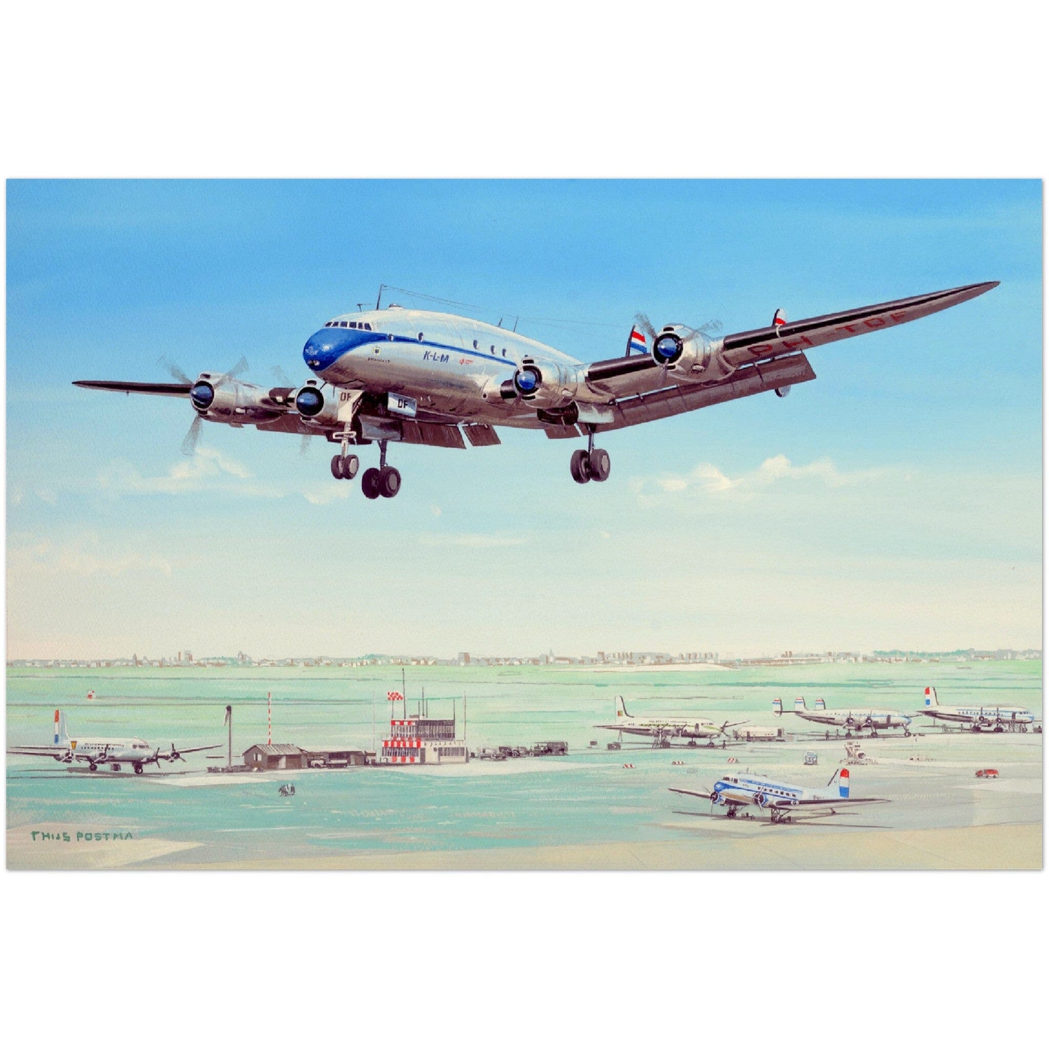 Thijs Postma - Poster - Lockheed L-49 Constellation Over Schiphol 1946 