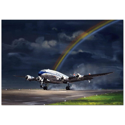 Thijs Postma - Poster - Lockheed L-749 Constellation Under The Rainbow Poster Only TP Aviation Art 70x100 cm / 28x40″ 