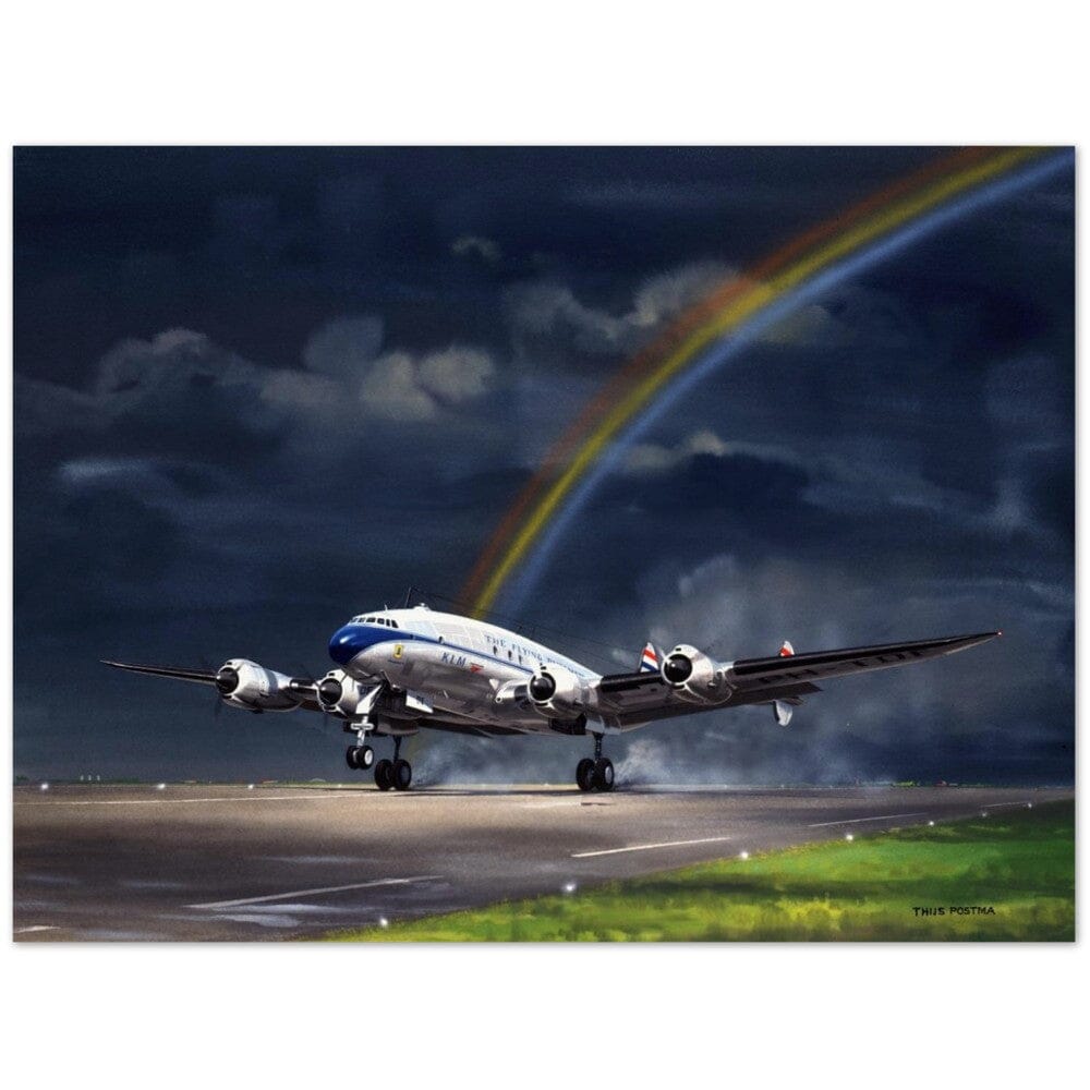 Thijs Postma - Poster - Lockheed L-749 Constellation Under The Rainbow Poster Only TP Aviation Art 75x100 cm / 30x40″ 
