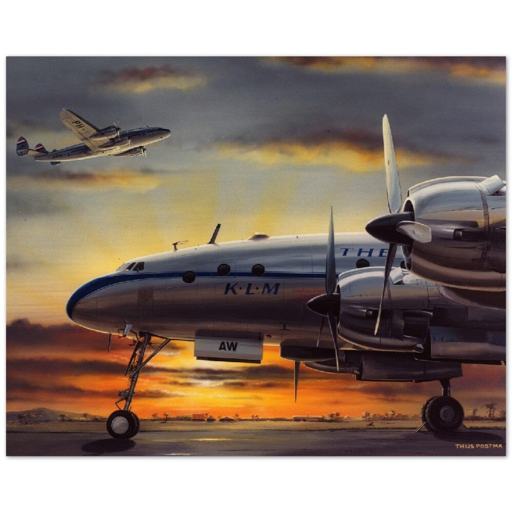 Thijs Postma - Poster - Lockheed L-749 NEI Sunset Poster Only TP Aviation Art 40x50 cm / 16x20″ 