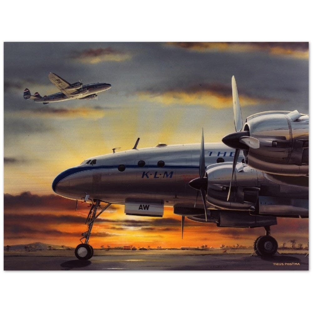 Thijs Postma - Poster - Lockheed L-749 NEI Sunset Poster Only TP Aviation Art 60x80 cm / 24x32″ 