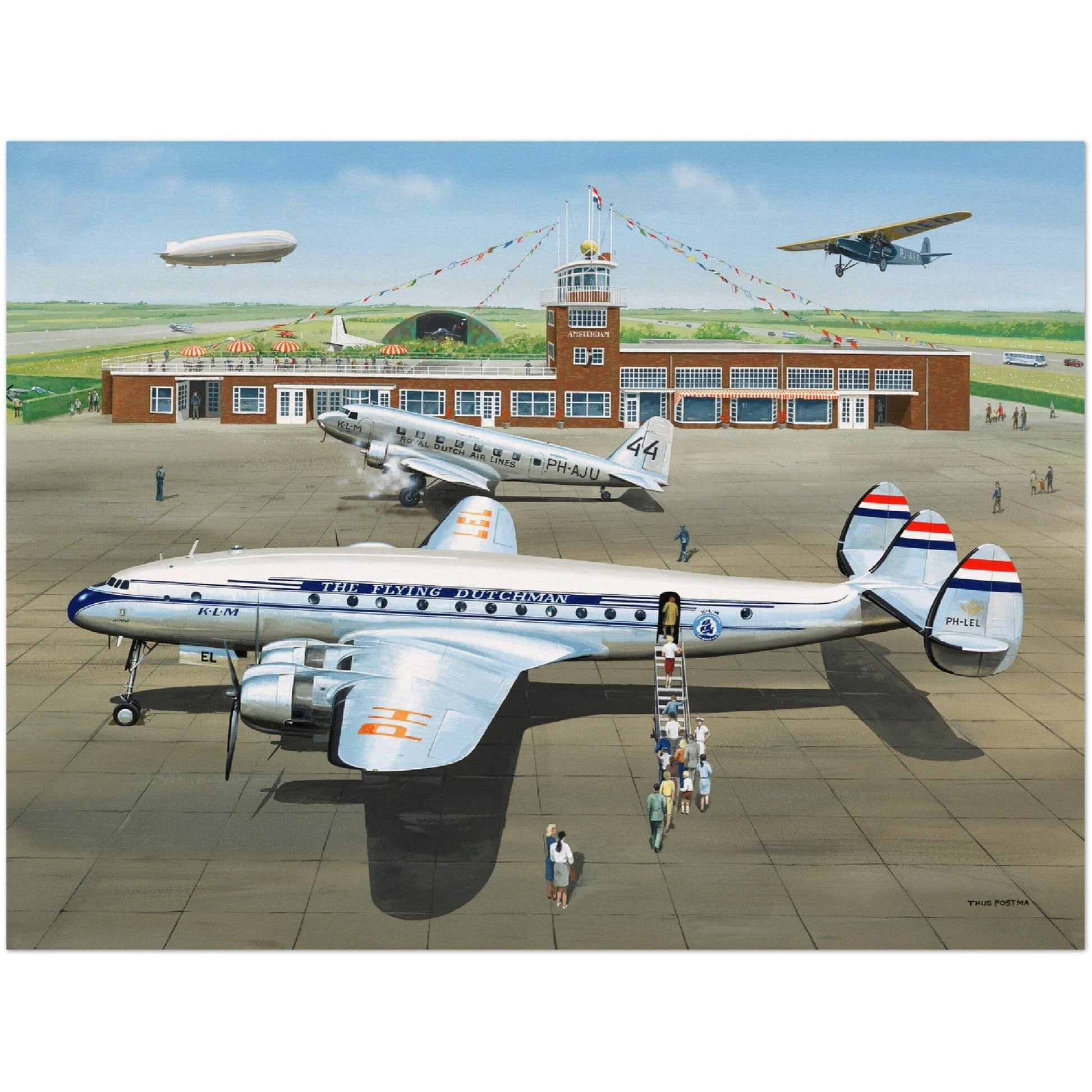 Thijs Postma - Poster - Lockheed L-749 PH-LEL Lelystad Poster Only TP Aviation Art 45x60 cm / 18x24″ 