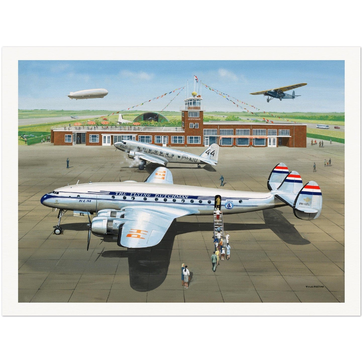 Thijs Postma - Poster - Lockheed L-749 PH-LEL Lelystad Poster Only TP Aviation Art 60x80 cm / 24x32″ 