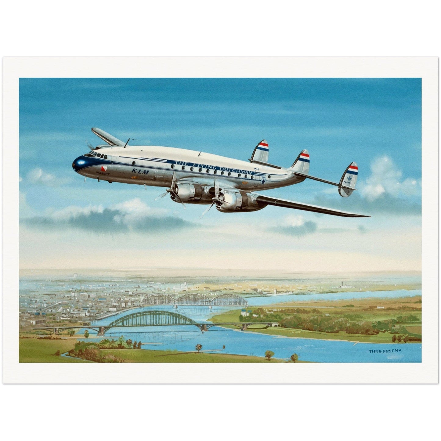 Thijs Postma - Poster - Lockheed L-749 PH-TFE Utrecht Poster Only TP Aviation Art 60x80 cm / 24x32″ 