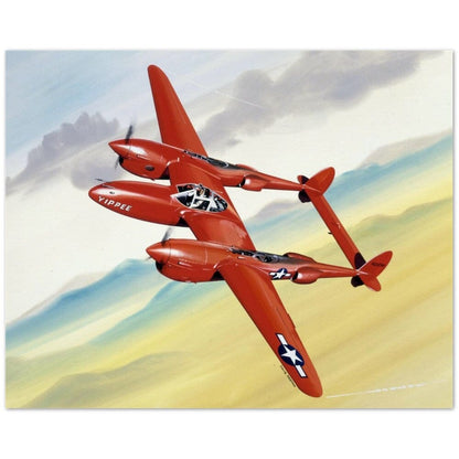 Thijs Postma - Poster - Lockheed P-38 Lightning Yippee Poster Only TP Aviation Art 40x50 cm / 16x20″ 