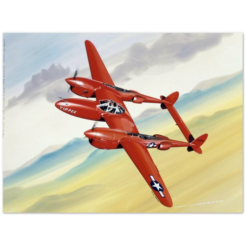 Thijs Postma - Poster - Lockheed P-38 Lightning Yippee Poster Only TP Aviation Art 45x60 cm / 18x24″ 