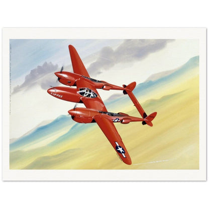 Thijs Postma - Poster - Lockheed P-38 Lightning Yippee Poster Only TP Aviation Art 60x80 cm / 24x32″ 