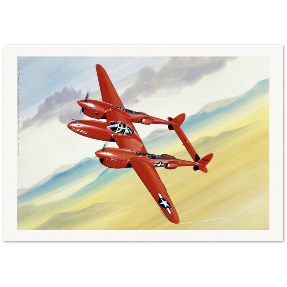 Thijs Postma - Poster - Lockheed P-38 Lightning Yippee Poster Only TP Aviation Art 70x100 cm / 28x40″ 