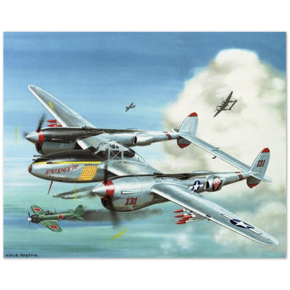 Thijs Postma - Poster - Lockheed P-38L Lightning Of Major McGuire Poster Only TP Aviation Art 40x50 cm / 16x20″ 