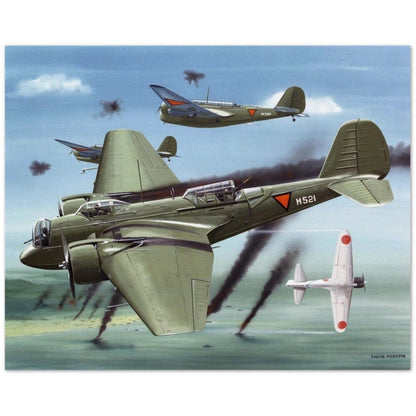 Thijs Postma - Poster - Martin 139 KNIL Attacking Japanese Poster Only TP Aviation Art 40x50 cm / 16x20″ 
