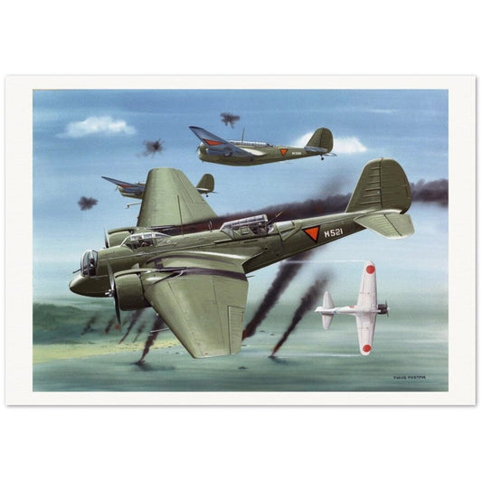 Thijs Postma - Poster - Martin 139 KNIL Attacking Japanese Poster Only TP Aviation Art 