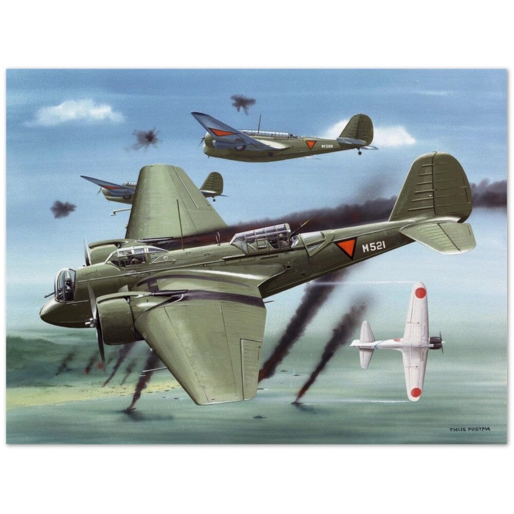Thijs Postma - Poster - Martin 139 KNIL Attacking Japanese Poster Only TP Aviation Art 45x60 cm / 18x24″ 