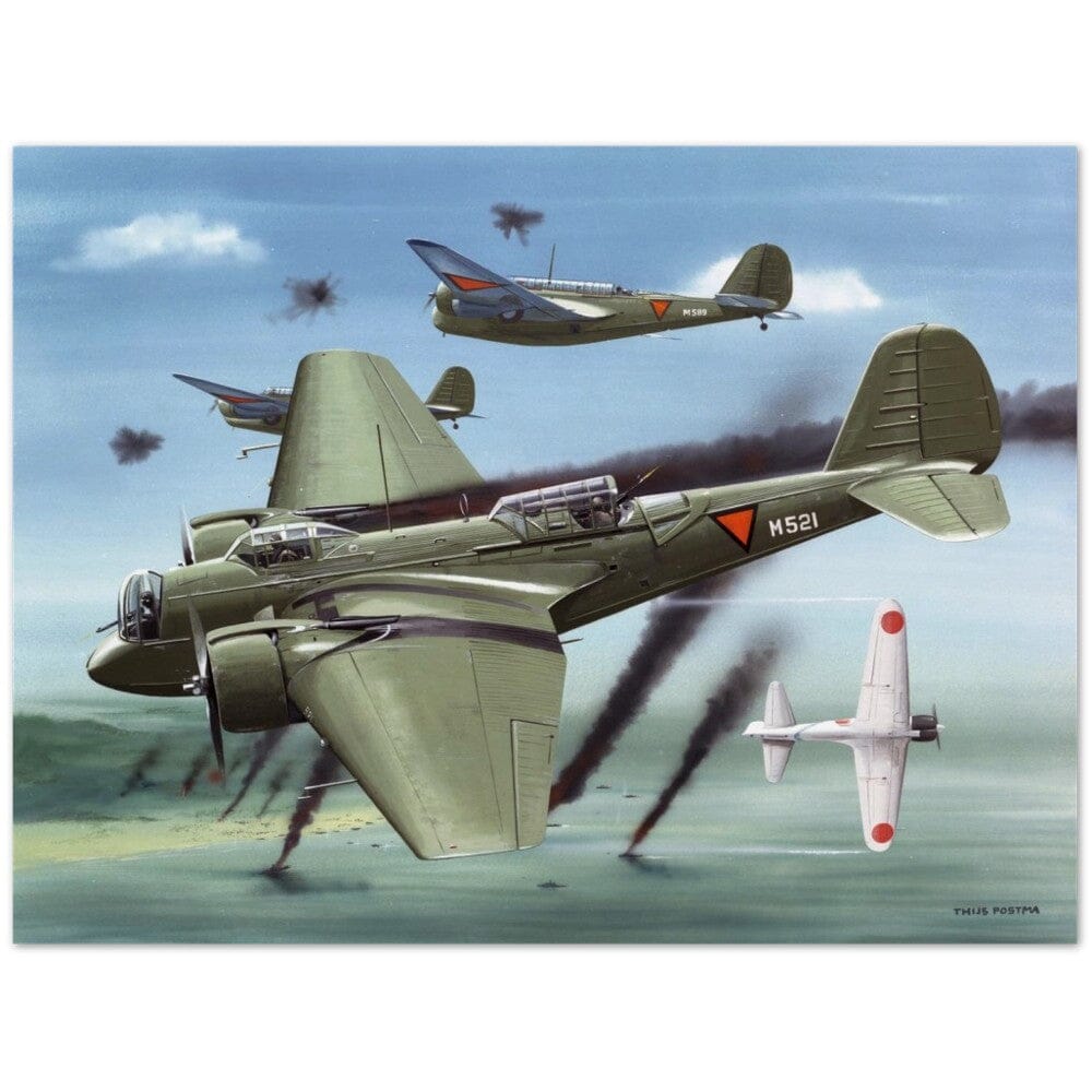 Thijs Postma - Poster - Martin 139 KNIL Attacking Japanese Poster Only TP Aviation Art 60x80 cm / 24x32″ 