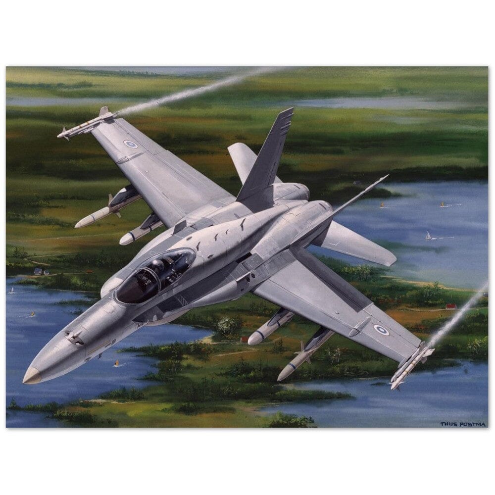 Thijs Postma - Poster - McDonnell Douglas F/A-18C Over Finland Poster Only TP Aviation Art 45x60 cm / 18x24″ 