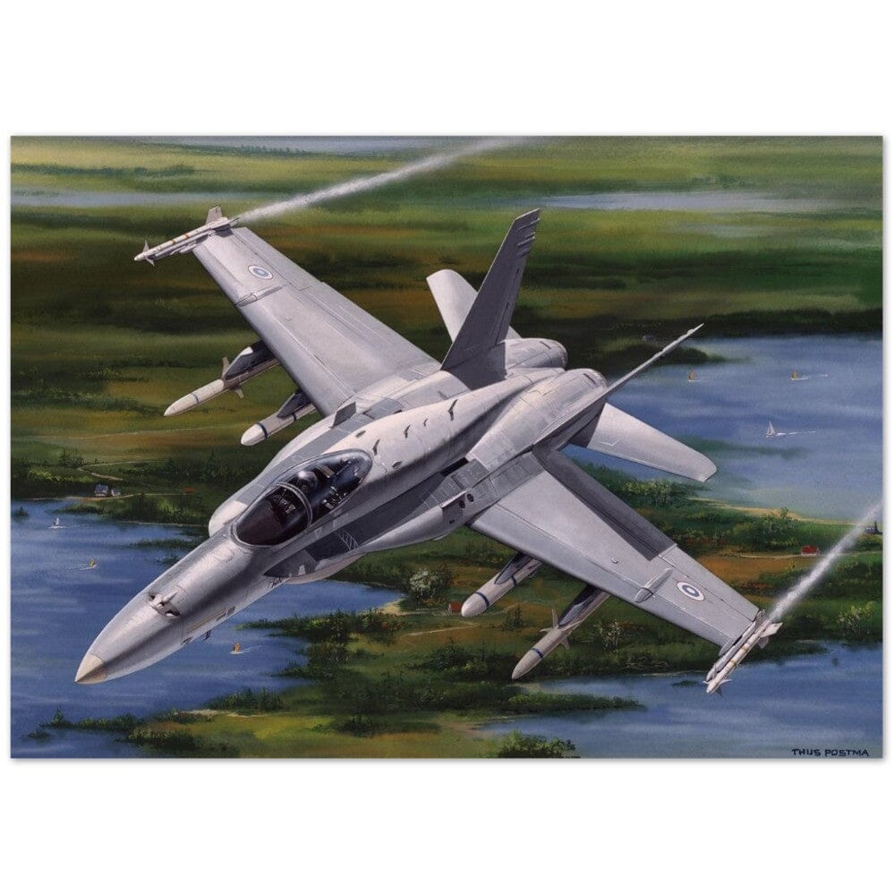 Thijs Postma - Poster - McDonnell Douglas F/A-18C Over Finland Poster Only TP Aviation Art 50x70 cm / 20x28″ 
