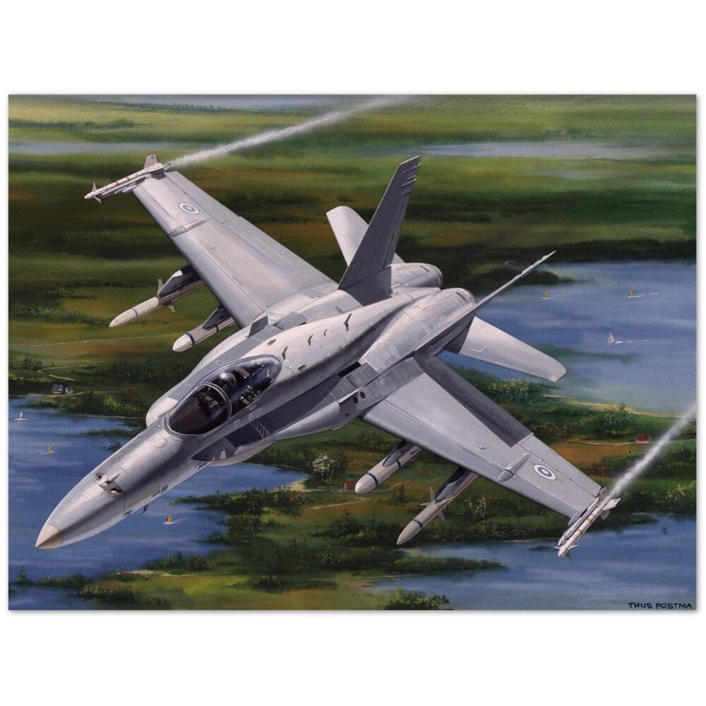 Thijs Postma - Poster - McDonnell Douglas F/A-18C Over Finland Poster Only TP Aviation Art 60x80 cm / 24x32″ 