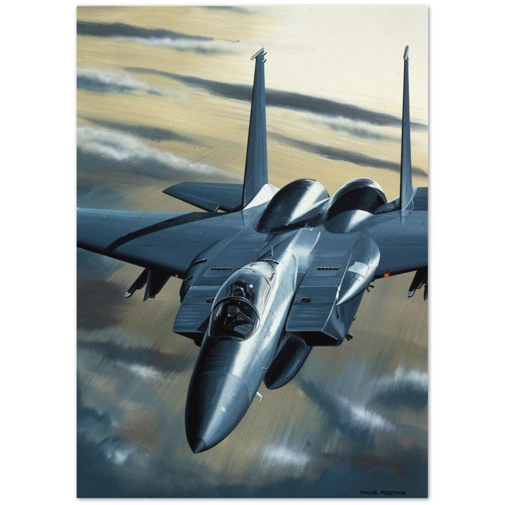 Thijs Postma - Poster - McDonnell F-15A Eagle Blasting Towards You Poster Only TP Aviation Art 50x70 cm / 20x28″ 