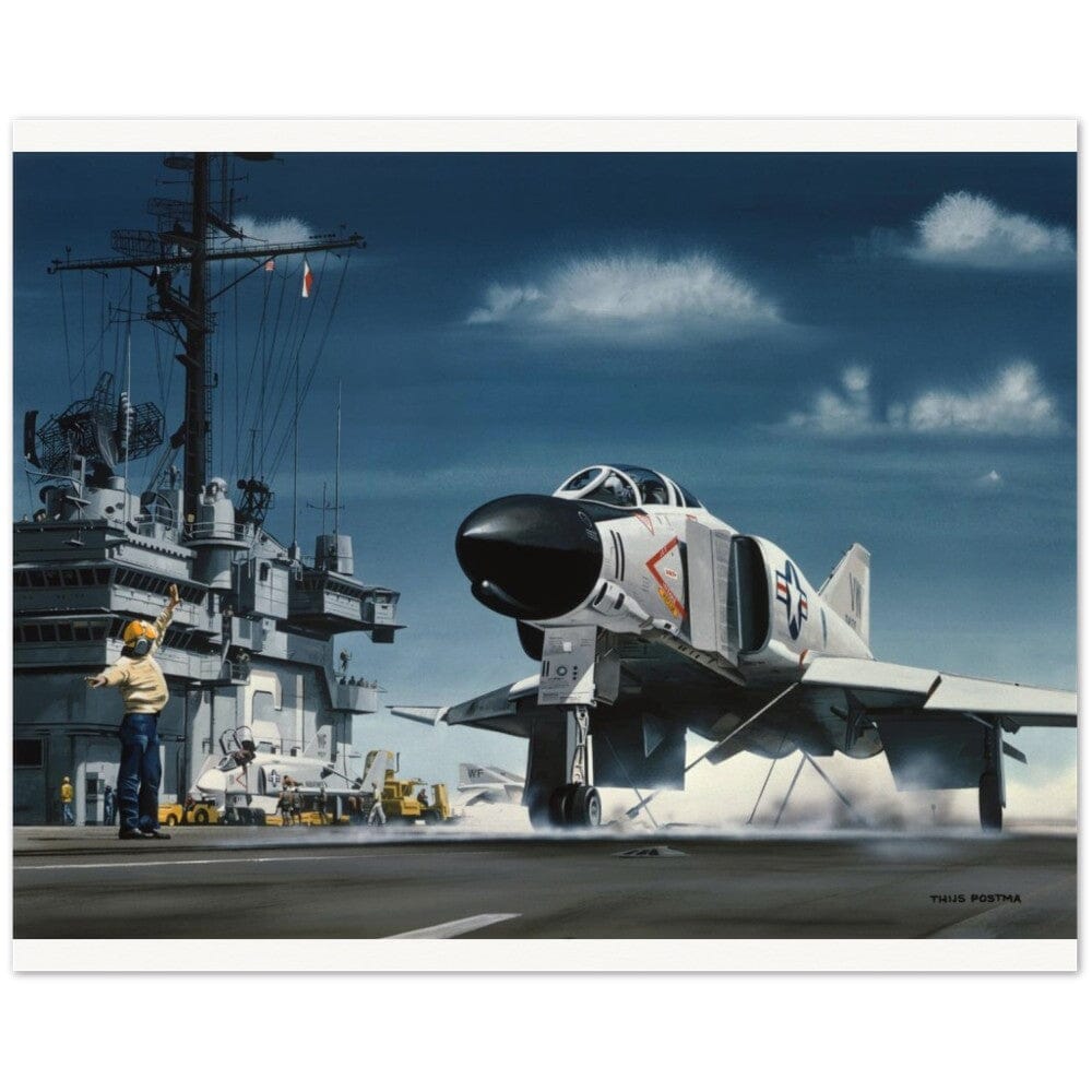 Thijs Postma - Poster - McDonnell F-4B Phantom Taking Off Aircraft Carrier USS Ranger Poster Only TP Aviation Art 40x50 cm / 16x20″ 