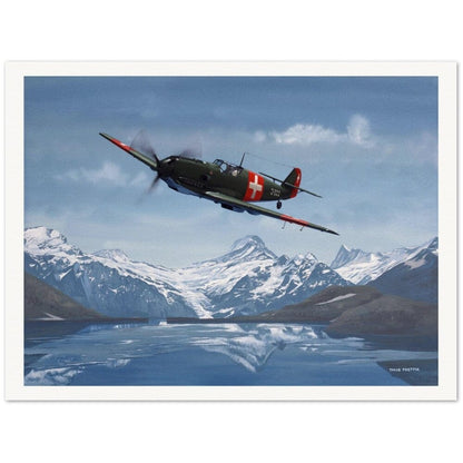 Thijs Postma - Poster - Messerschmitt Bf 109E Swiss Patrol Poster Only TP Aviation Art 75x100 cm / 30x40″ 