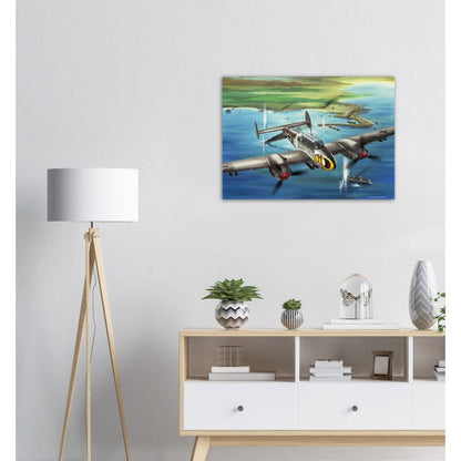 Thijs Postma - Poster - Messerschmitt Bf 110 Attacking Maritime Targets Poster Only TP Aviation Art 