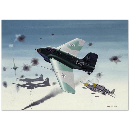 Thijs Postma - Poster - Messerschmitt Me 163 Komet Attacking B-17s Poster Only TP Aviation Art 