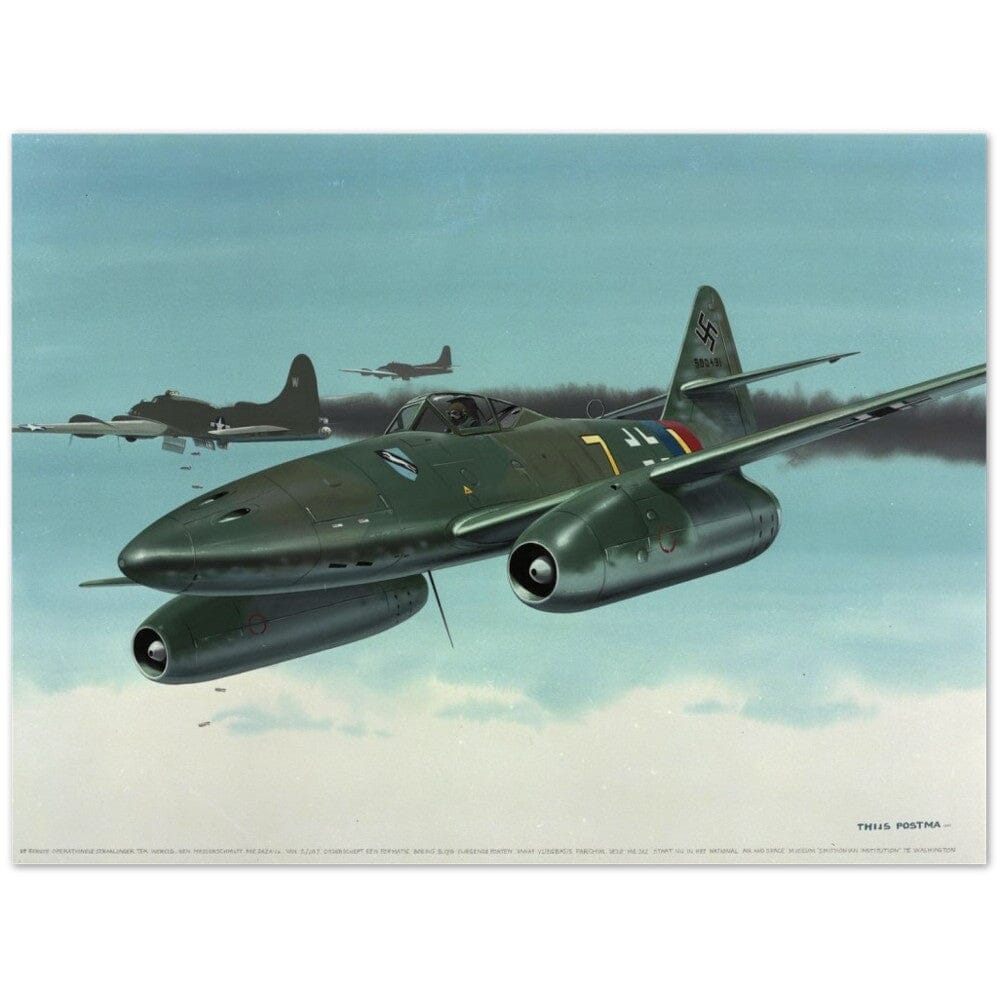 Thijs Postma - Poster - Messerschmitt Me 262 Attacked A B-17 ‘Flying Fortress' Poster Only TP Aviation Art 45x60 cm / 18x24″ 