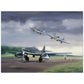 Thijs Postma - Poster - Messerschmitt Me 262 Getting Visitors P-51 Mustangs Poster Only TP Aviation Art 45x60 cm / 18x24″ 