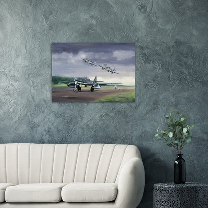 Thijs Postma - Poster - Messerschmitt Me 262 Getting Visitors P-51 Mustangs Poster Only TP Aviation Art 