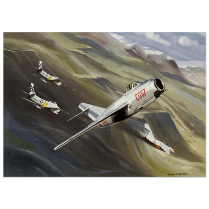 Thijs Postma - Poster - MiG-15 And F-86 Sabre In Korea Poster Only TP Aviation Art 50x70 cm / 20x28″ 