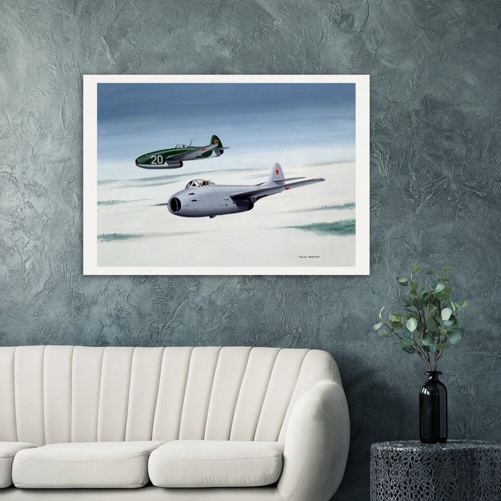 Thijs Postma - Poster - MiG-9 Next To Yak-15 Poster Only TP Aviation Art 