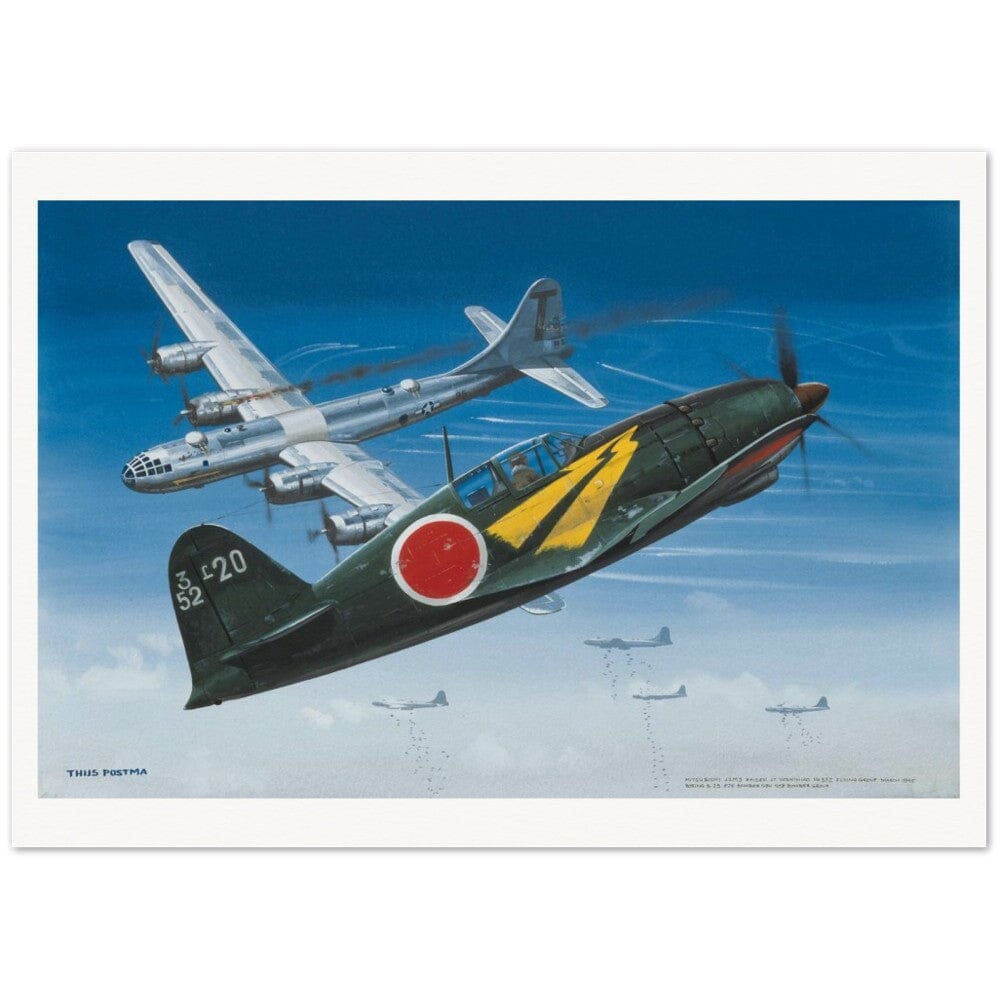 Thijs Postma - Poster - Mitsubishi J2M3 Raiden Jack Attacking B-29s Poster Only TP Aviation Art 