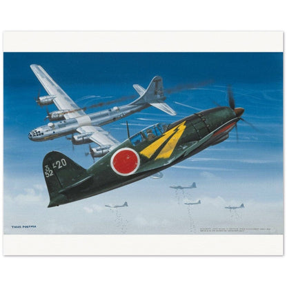 Thijs Postma - Poster - Mitsubishi J2M3 Raiden Jack Attacking B-29s Poster Only TP Aviation Art 40x50 cm / 16x20″ 