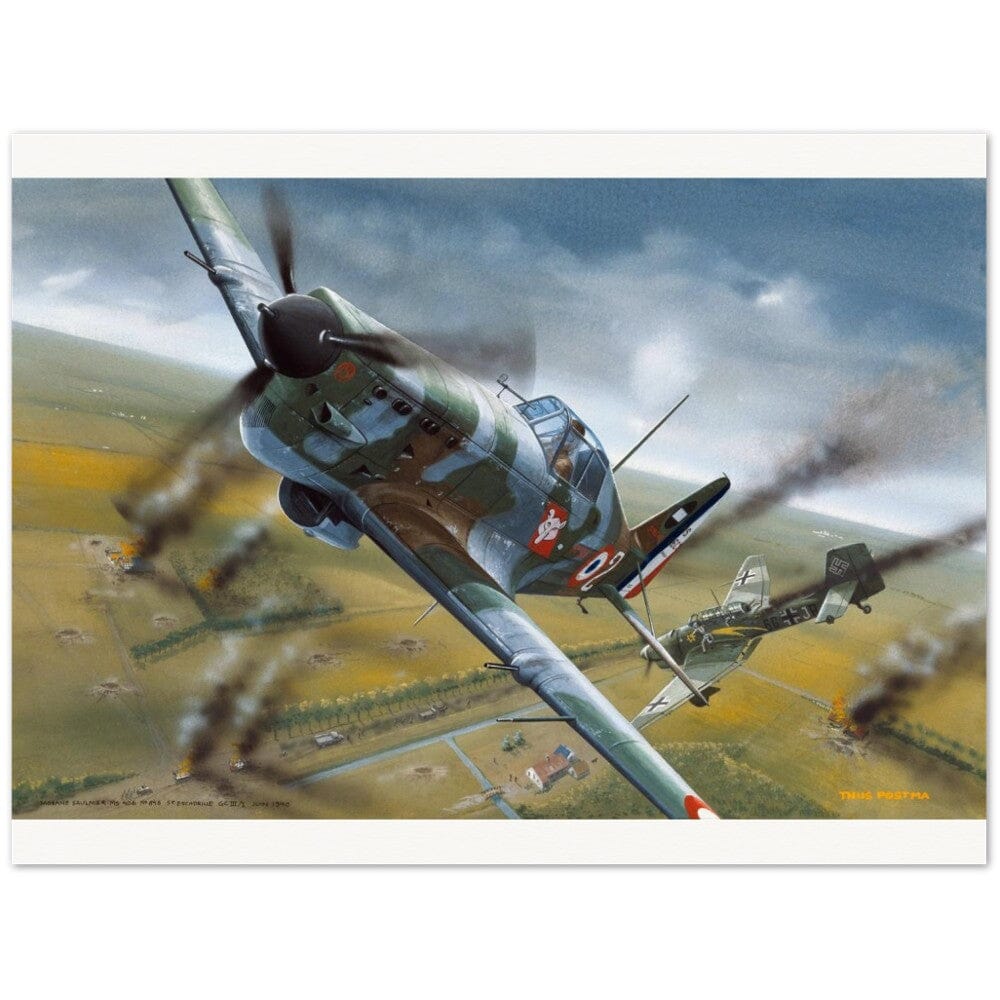 Thijs Postma - Poster - Morane Saulnier MS.406 In Action In 1940 Poster Only TP Aviation Art 45x60 cm / 18x24″ 