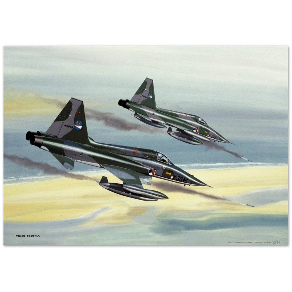 Thijs Postma - Poster - Northrop NF-5A Firing Missiles Poster Only TP Aviation Art 70x100 cm / 28x40″ 