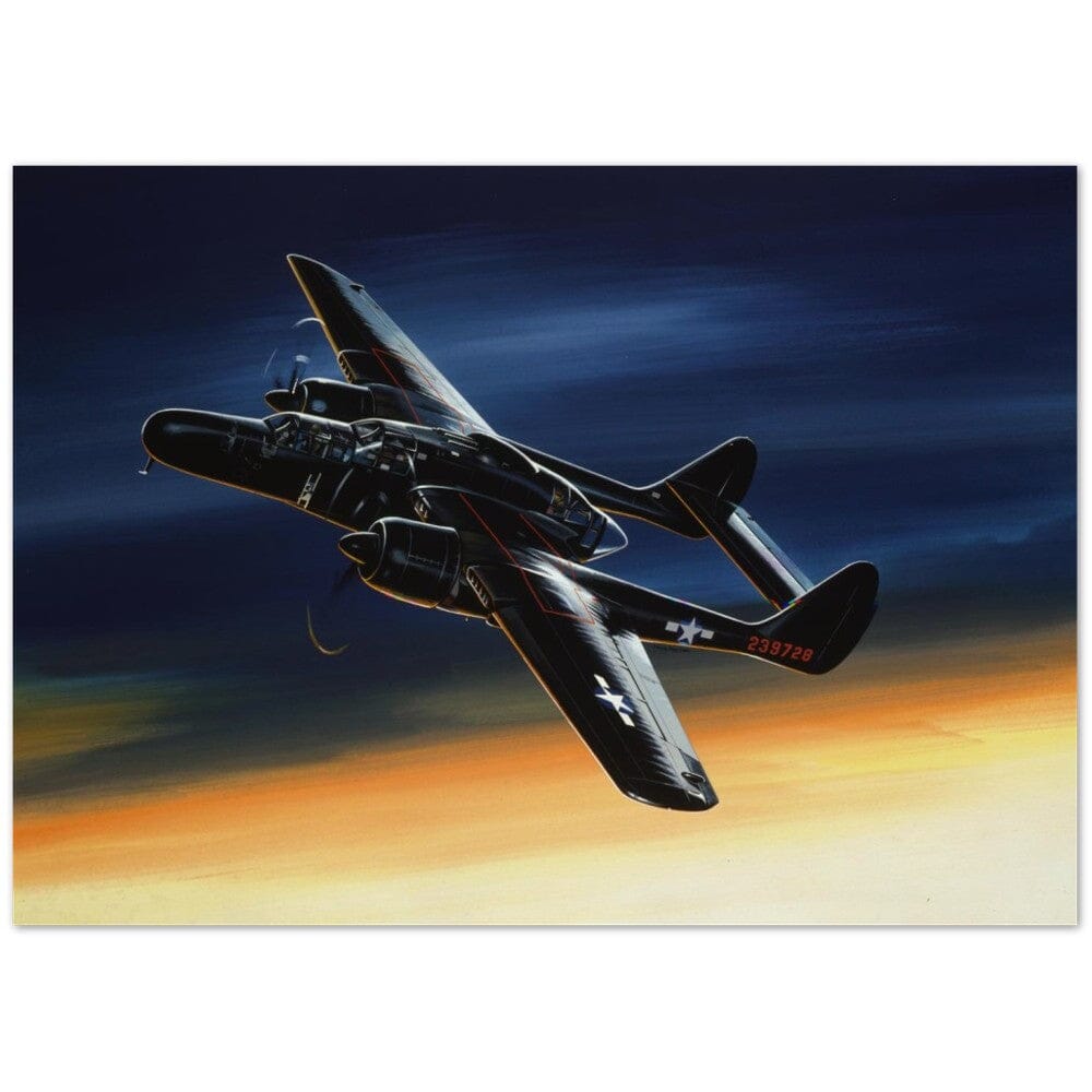 Thijs Postma - Poster - Northrop P-61 Black Widow With Sunset Poster Only TP Aviation Art 