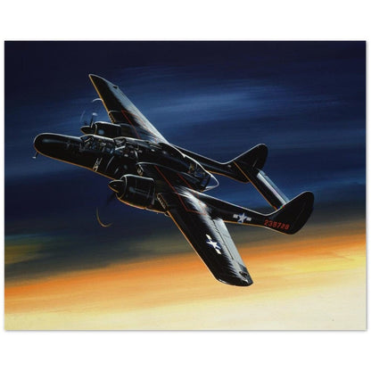 Thijs Postma - Poster - Northrop P-61 Black Widow With Sunset Poster Only TP Aviation Art 40x50 cm / 16x20″ 